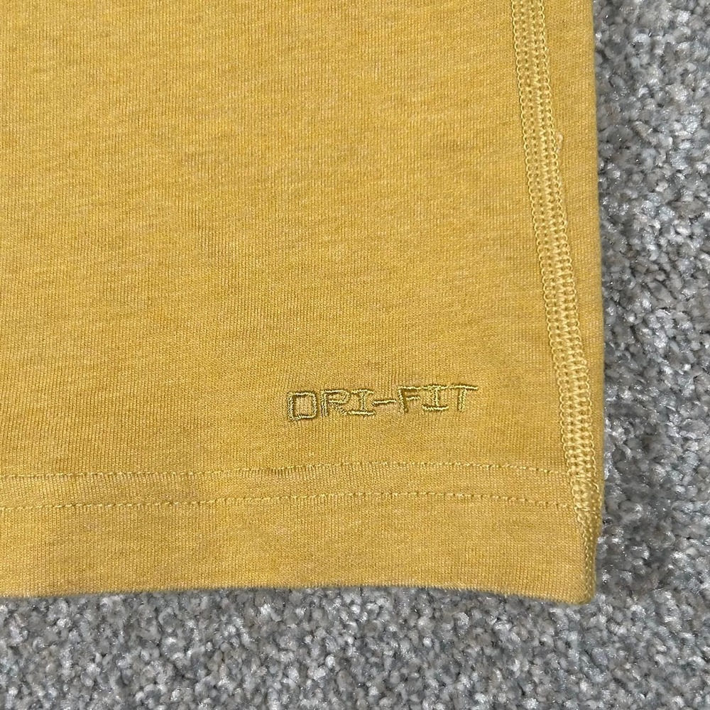 Nike Dri-FIT Mens Small Long Sleeve Training Shirt Mustard Yellow Swoosh Logo - Picture 4 of 8
